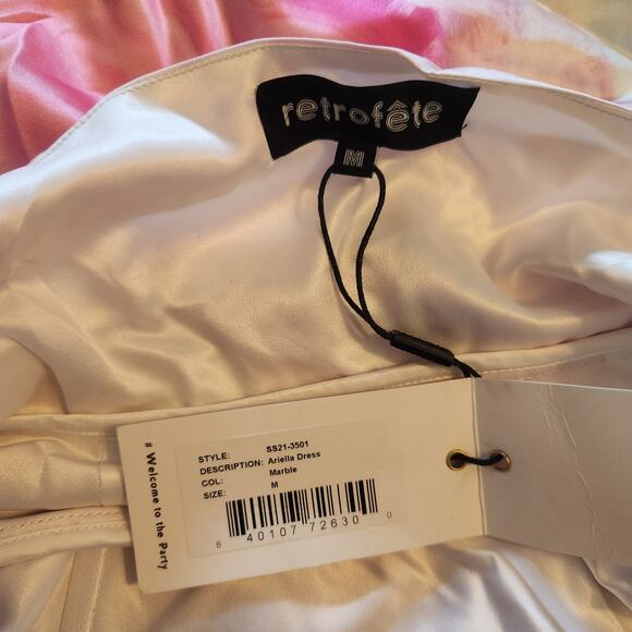 Retrofete Ariella Dress in Marble Pink Silk Size Medium Mini Sleeveless NWT - Picture 9 of 11